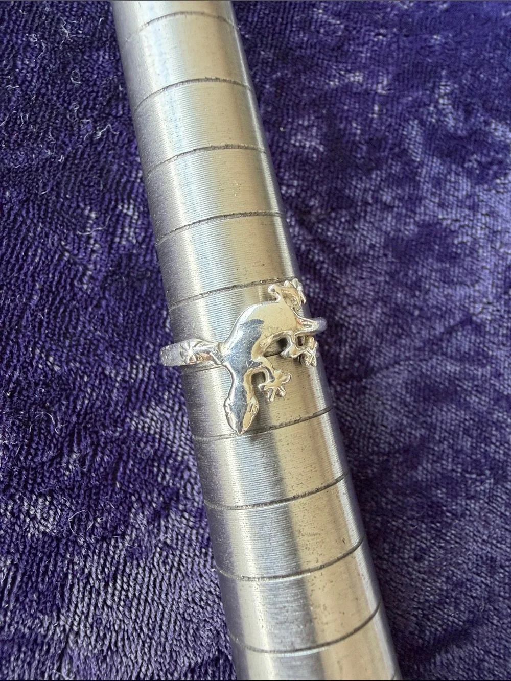 Vintage 925 sterling silver reptile lizard ring, adjustable size - Picture 6 of 6